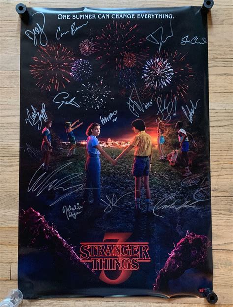 stranger things autographed poster|stranger things autographs.